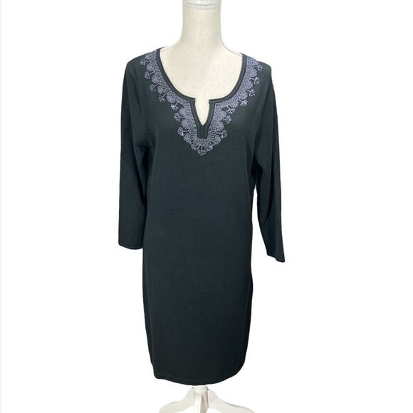 Tommy Bahama Womens Black Embellished Sweater Dress Pickford Size Medium - Picture 1 of 5